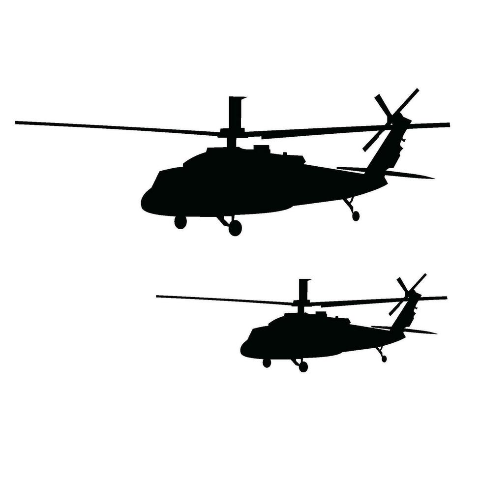 Schwarzer Falke Militär- Hubschrauber Silhouette vektor