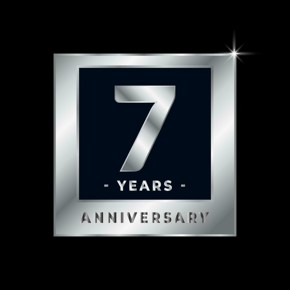 Sieben Jahre Jahrestag Feier Luxus schwarz und Silber Logo Emblem isoliert Vektor