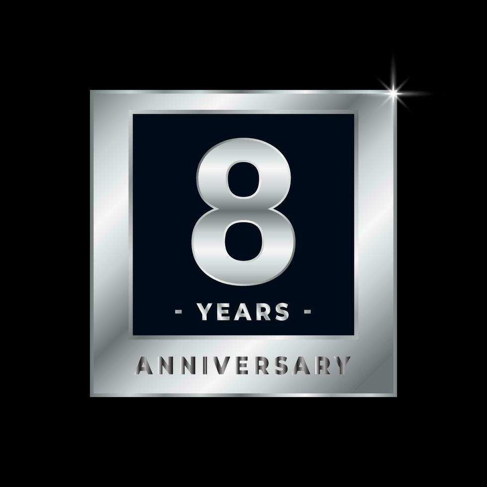 åtta år årsdag firande lyx svart och silver- logotyp emblem isolerat vektor