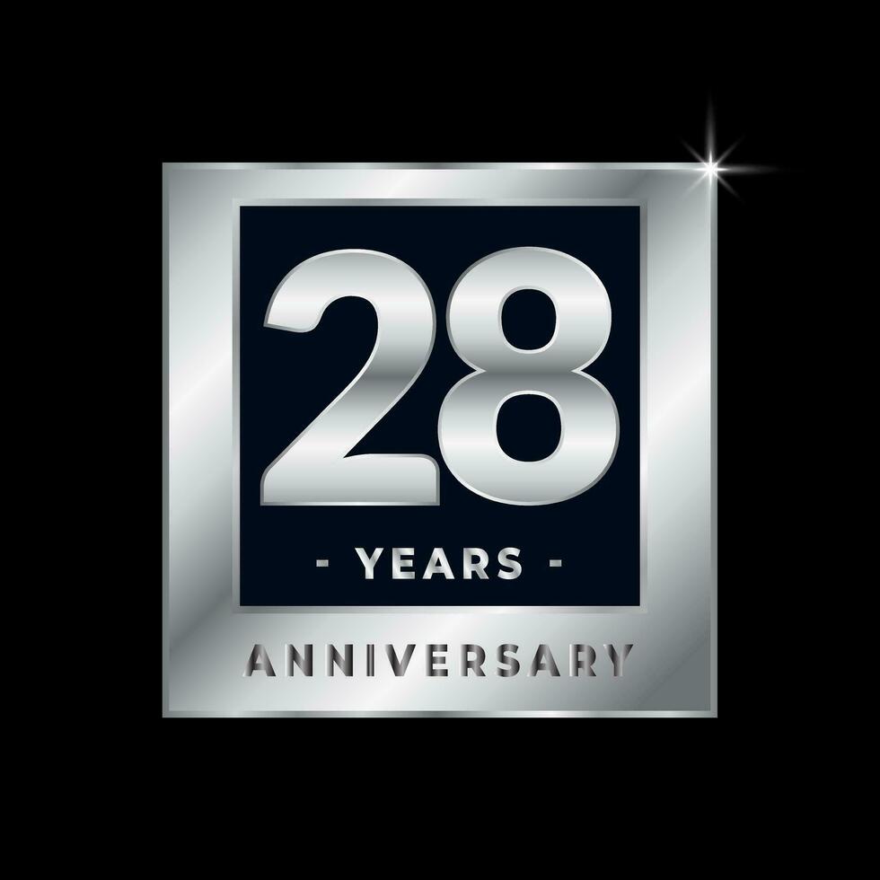 zwanzig acht Jahre Jahrestag Feier Luxus schwarz und Silber Logo Emblem isoliert Vektor