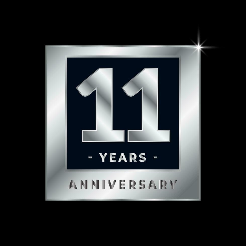 elva år årsdag firande lyx svart och silver- logotyp emblem isolerat vektor