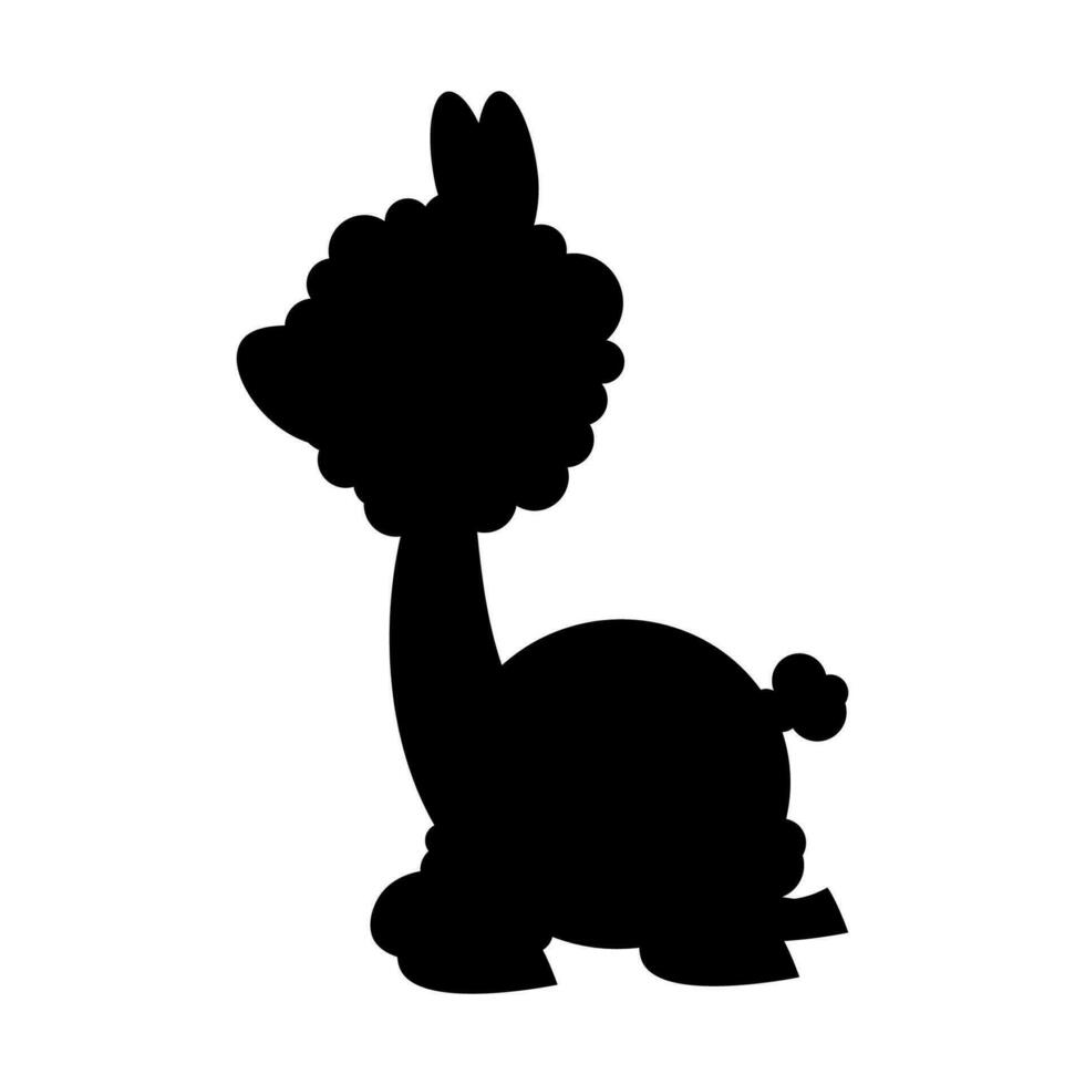 Alpaka flauschige schwarz Karikatur Silhouette vektor