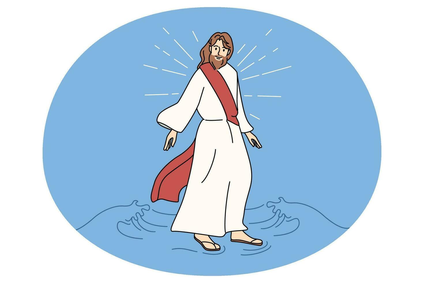Jesus christ gående på vatten vektor
