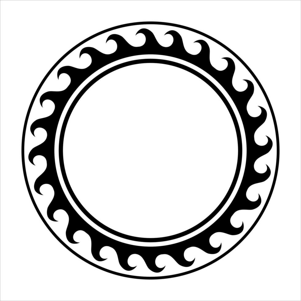 runden Welle Rand Rahmen Maori Design schwarz und Weiß vektor