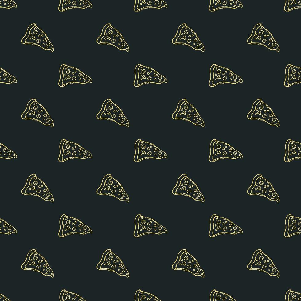 sömlös pizza mönster. dragen pizza bakgrund. klotter vektor pizza illustration