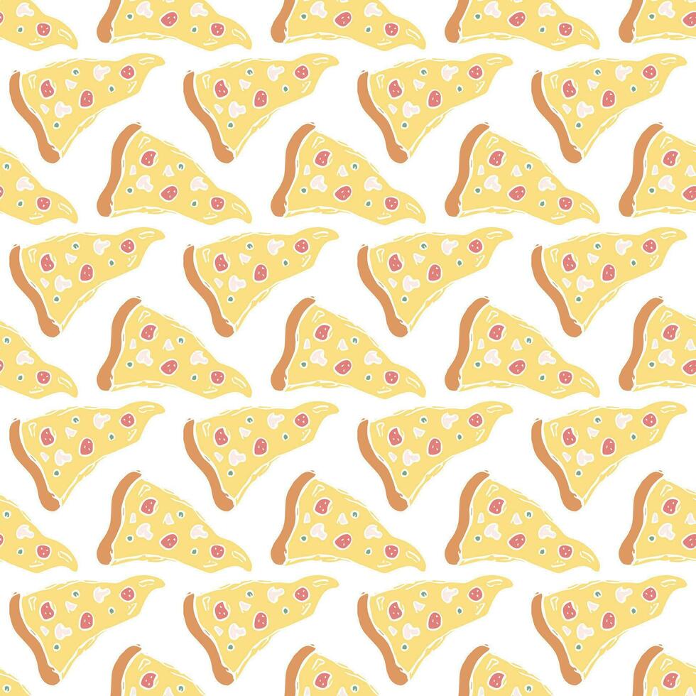 nahtlos Pizza Muster. gezeichnet Pizza Hintergrund. Gekritzel Vektor Pizza Illustration