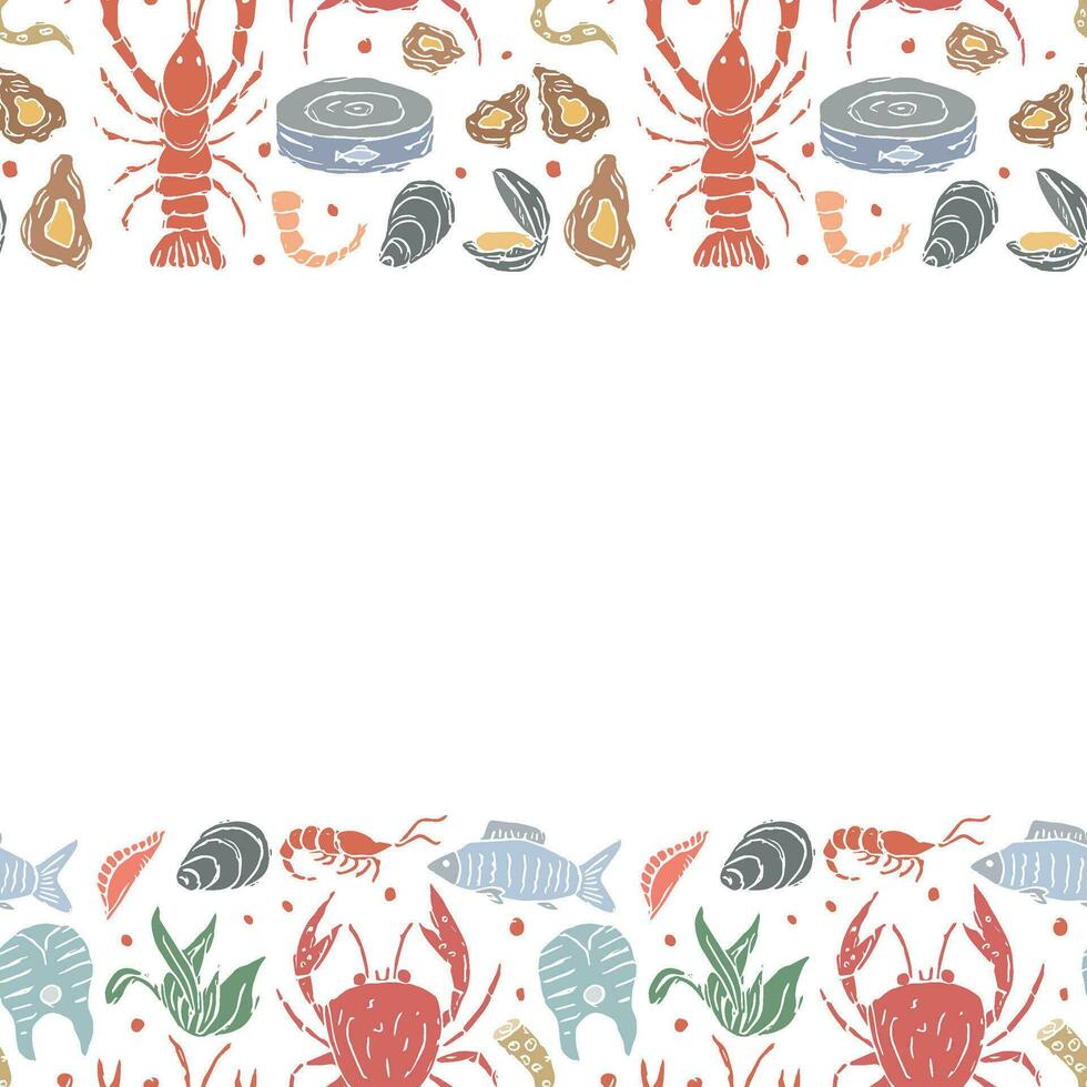 skaldjur bakgrund. dragen skaldjur illustration med plats för text vektor