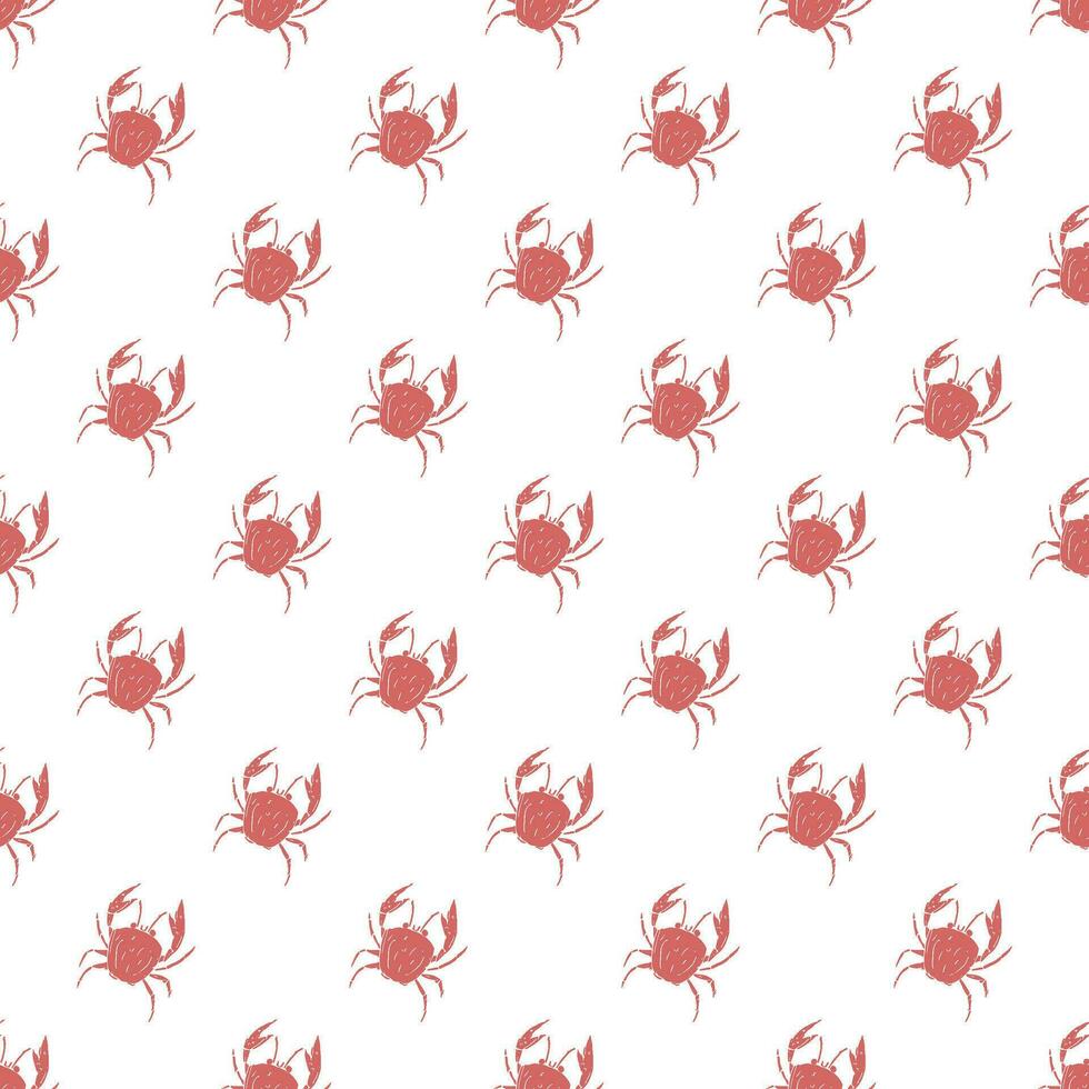 nahtlos Muster mit Krabben. Gekritzel Vektor mit Krabbe Symbole. gezeichnet Krabbe Muster