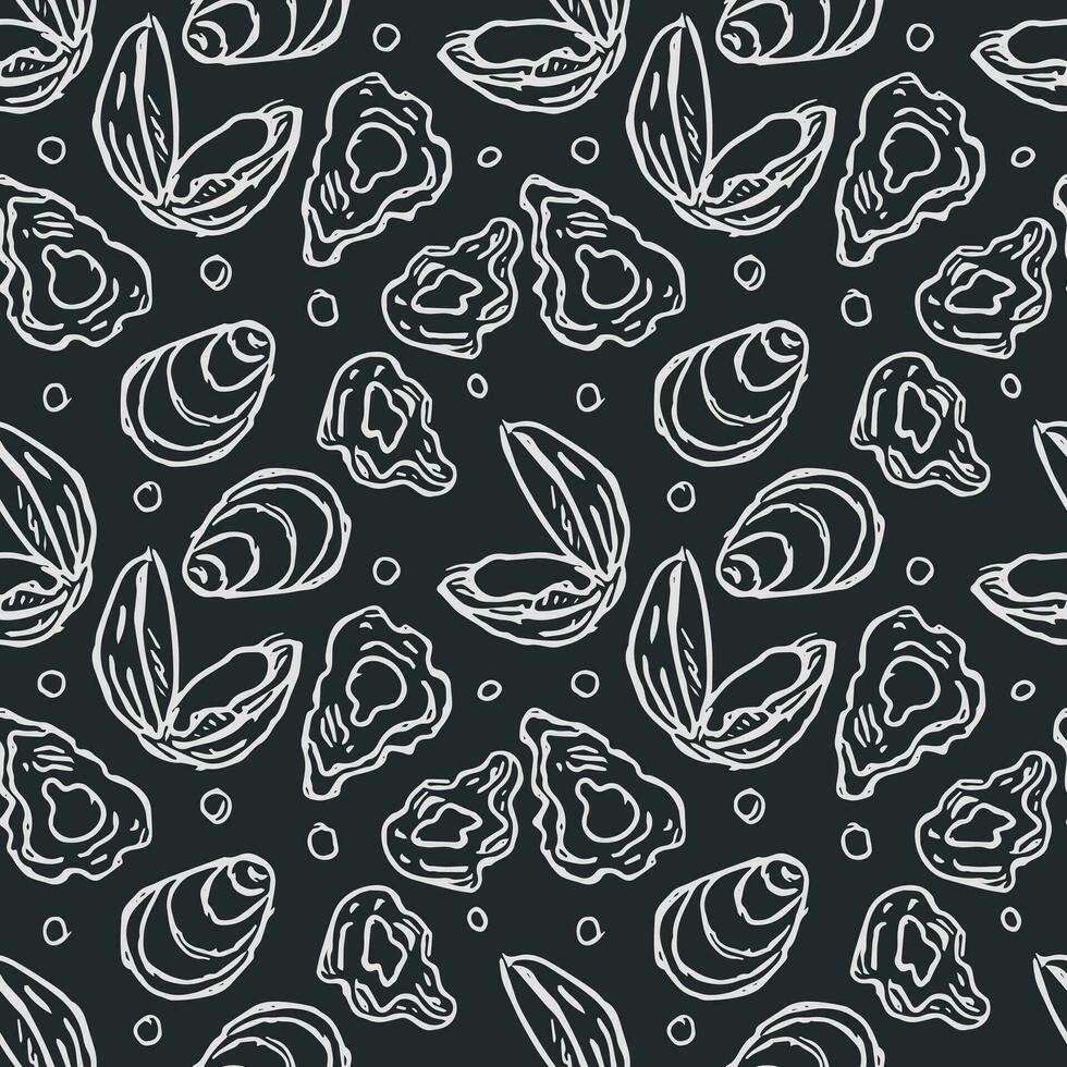 nahtlos Meeresfrüchte Muster. gezeichnet Meeresfrüchte Hintergrund vektor