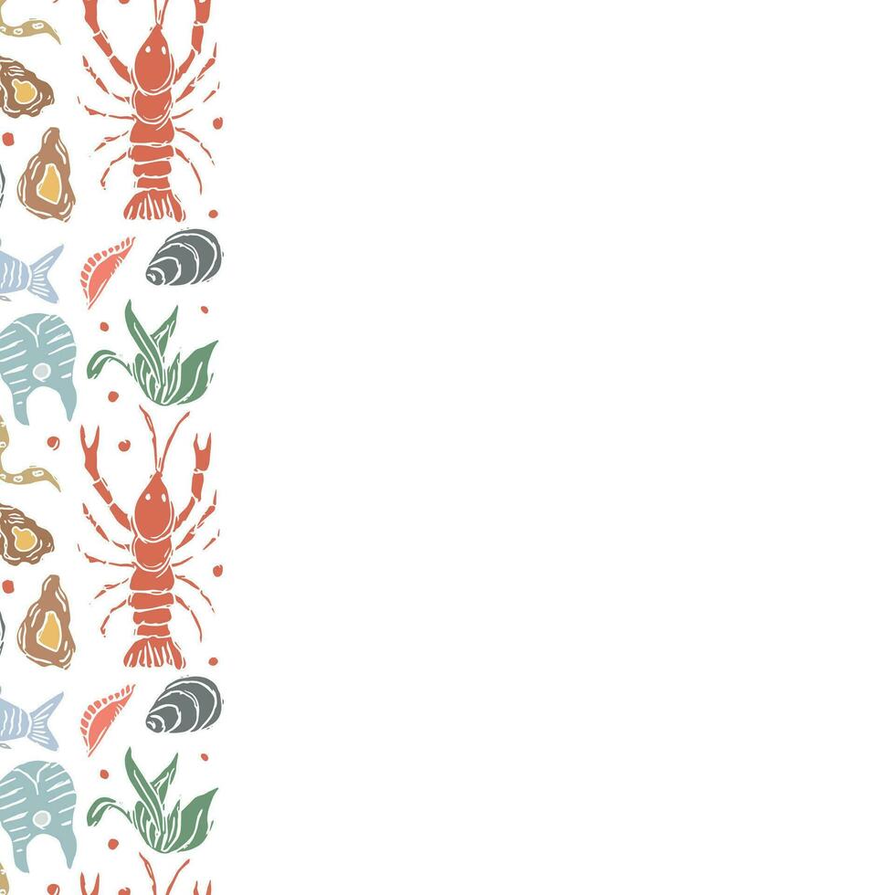 skaldjur bakgrund. dragen skaldjur illustration med plats för text vektor
