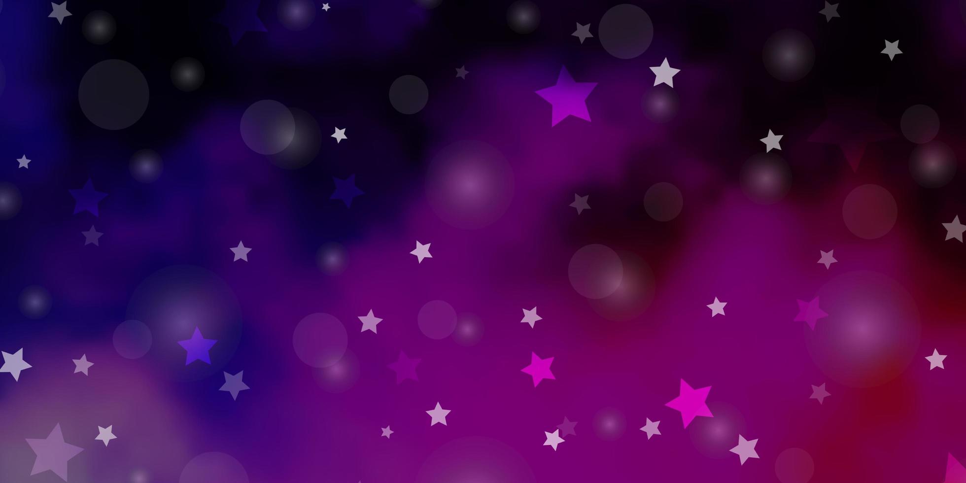 Dunkelviolettes rosa Vektor-Layout mit Kreisen Sterne abstraktes Design im Farbverlauf mit Blasen Sterne Design für Tapetenstoffhersteller vektor