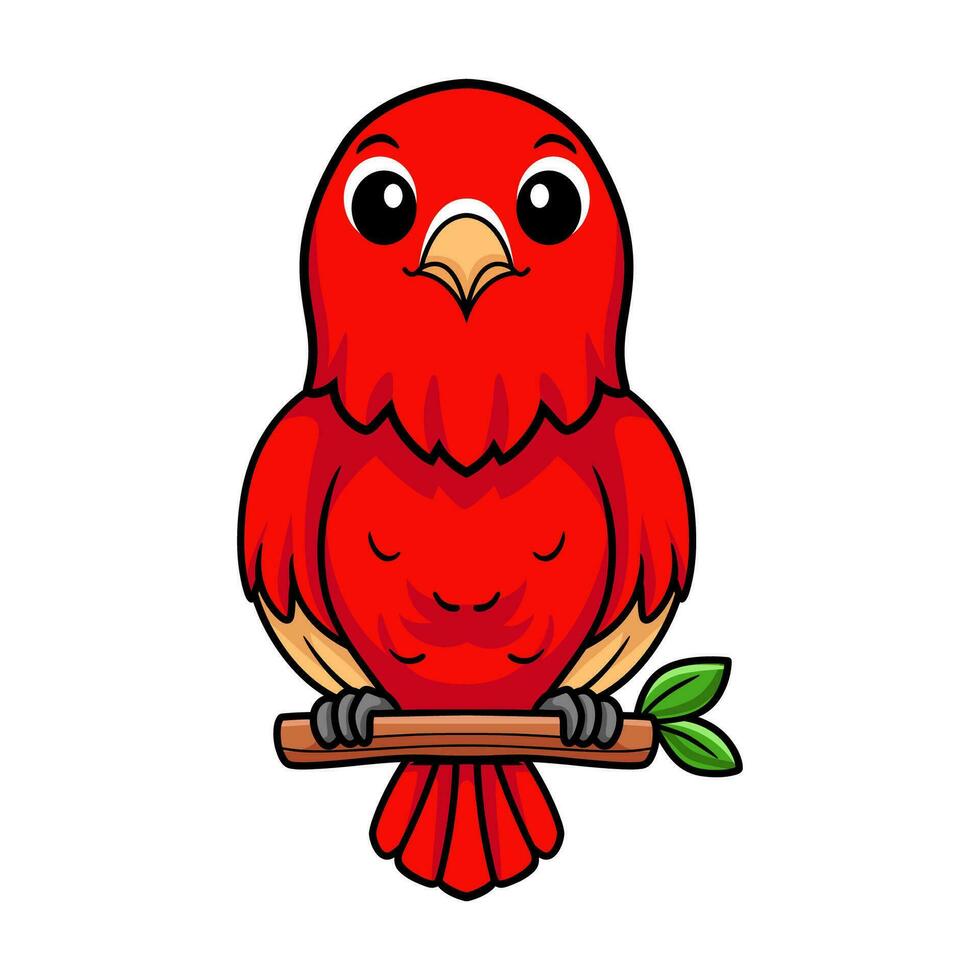 süß rot Überschwemmung Lovebird Karikatur auf Baum Ast vektor