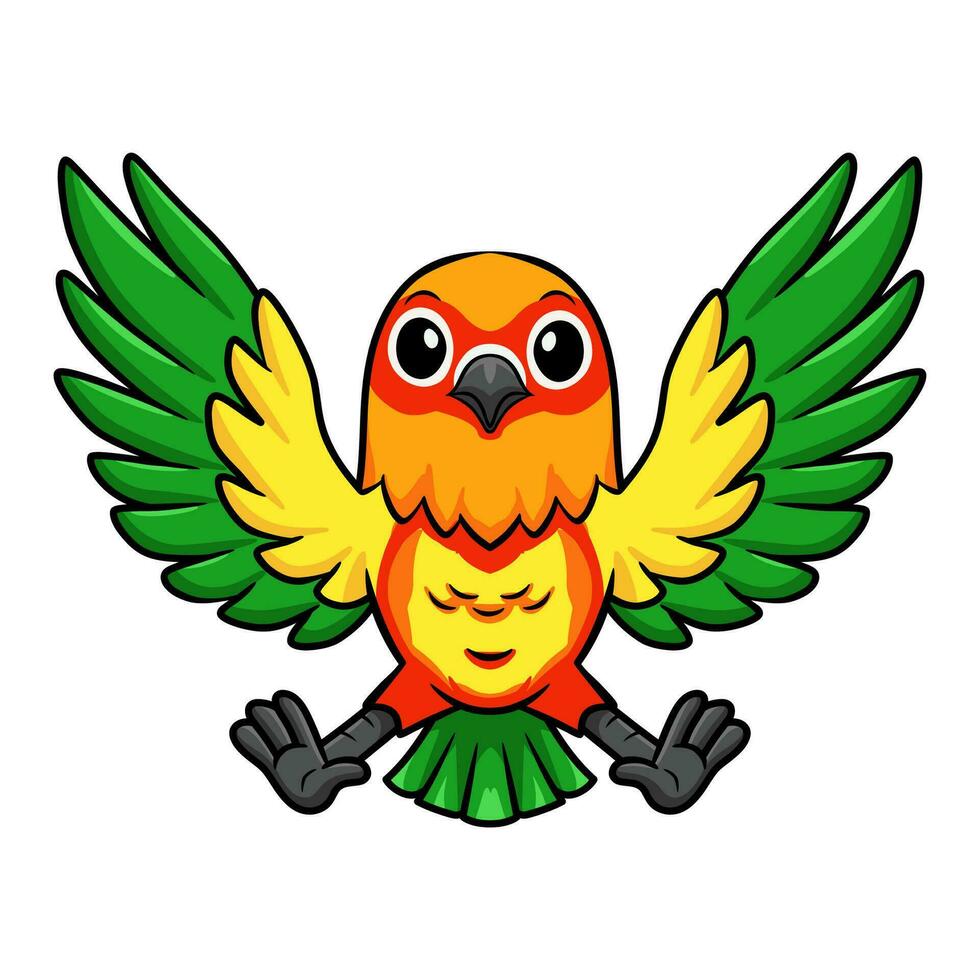 süß Gelb und Grün Papagei Lovebird Karikatur fliegend vektor