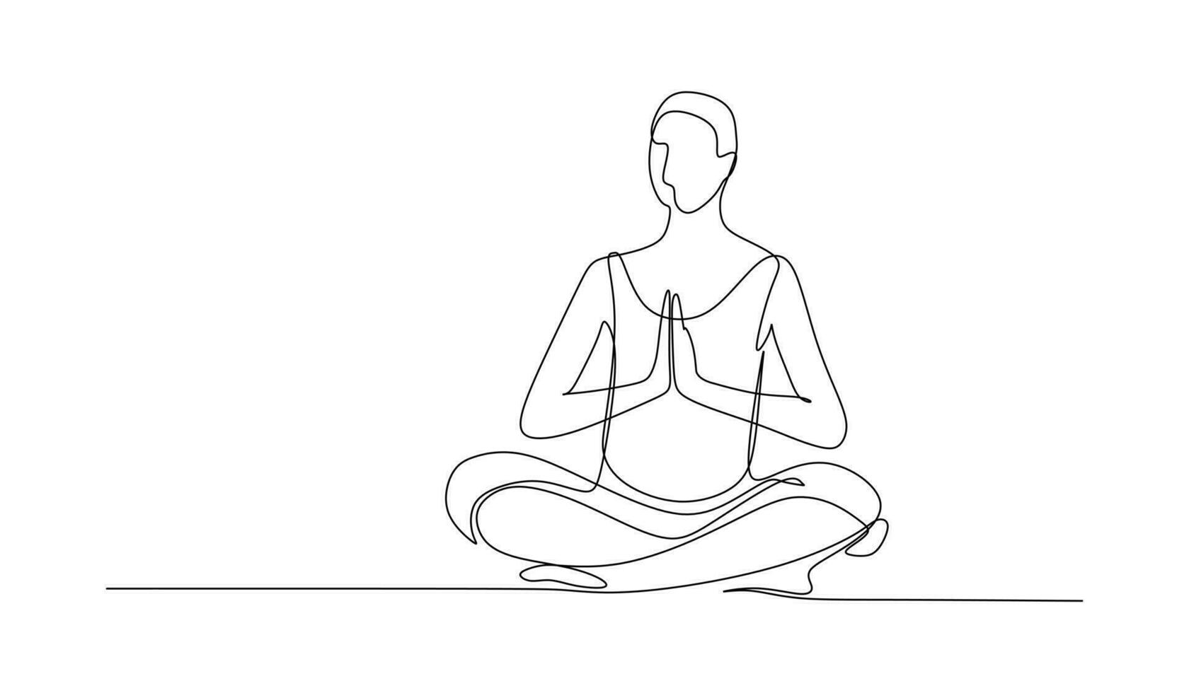 kontinuerlig linje teckning av en kvinna mediterar. vektor illustration.