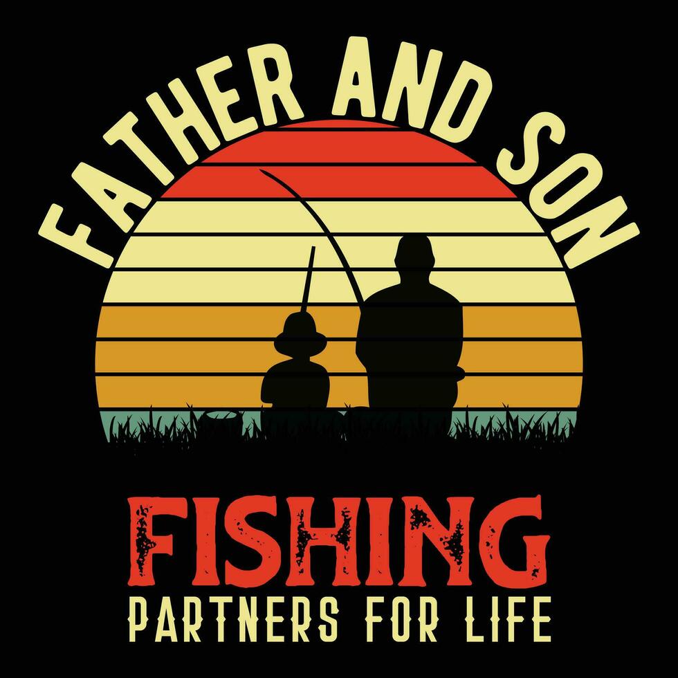 far och son fiske partners för liv tshirt mönster vektor