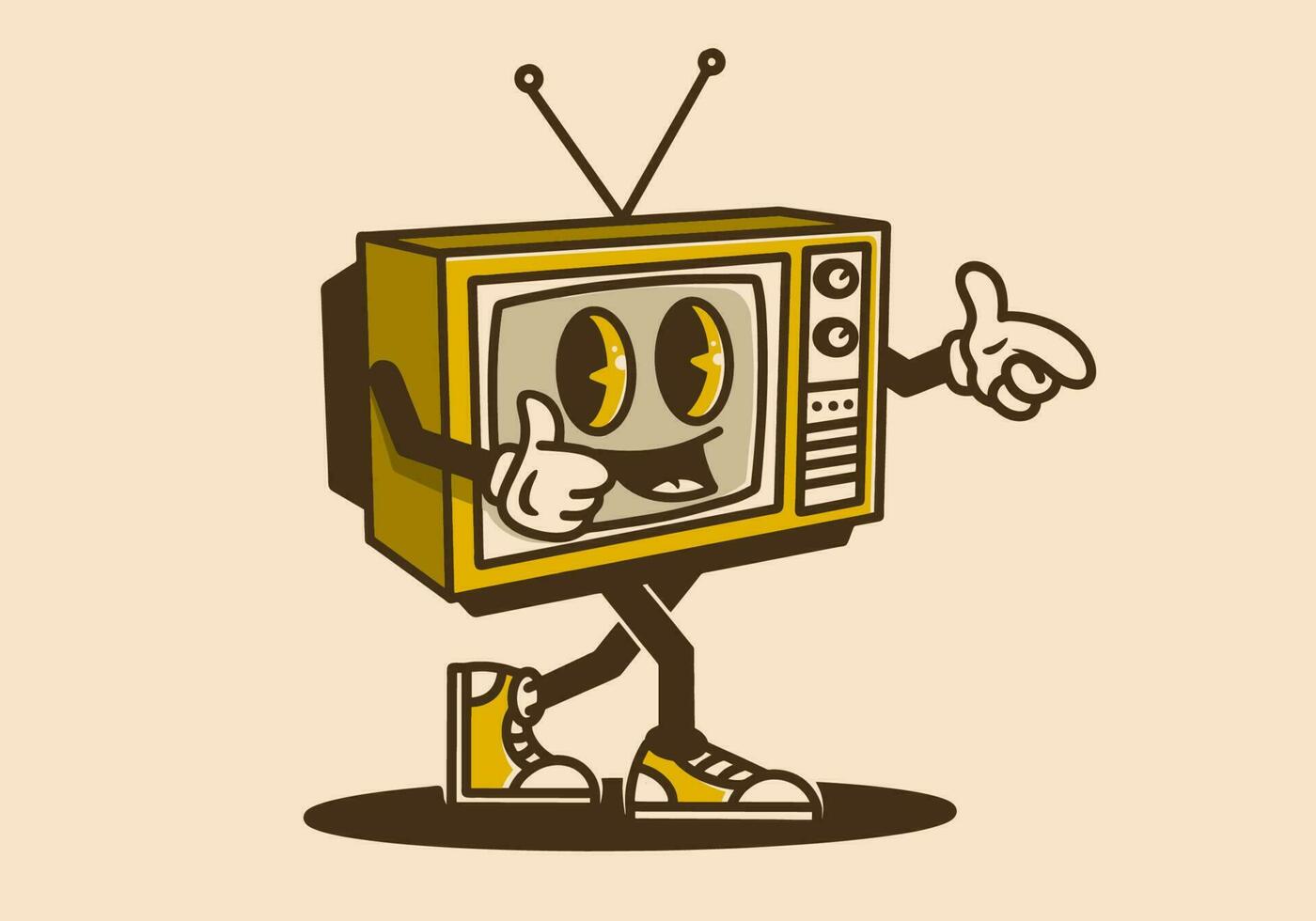 maskot karaktär design av ett gammal tv vektor