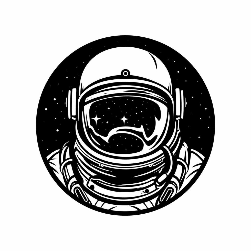 erkunden das Galaxis mit diese handgemalt Astronaut Logo. ein Fett gedruckt und einzigartig Design perfekt zum Ihre Weltraum-Themen Marke vektor