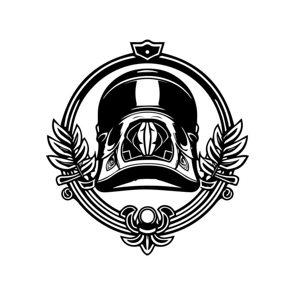 Militär- Helm Logo Design ist stark und deutlich, perfekt zum Marken Das wollen zu Vitrine Zähigkeit und Widerstandsfähigkeit. vektor