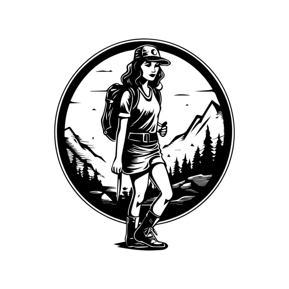 schlagen das Wanderwege mit unser abenteuerlich Wandern Logo Design. diese dynamisch Illustration ist perfekt zum draussen und naturbezogen Marken. vektor