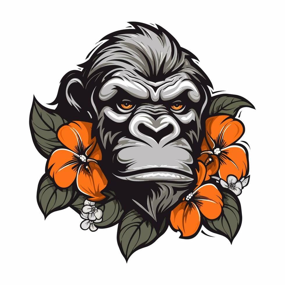 en våldsam gorilla kommer till liv i detta hand dragen logotyp design illustration, perfekt för en stark och djärv varumärke identitet vektor