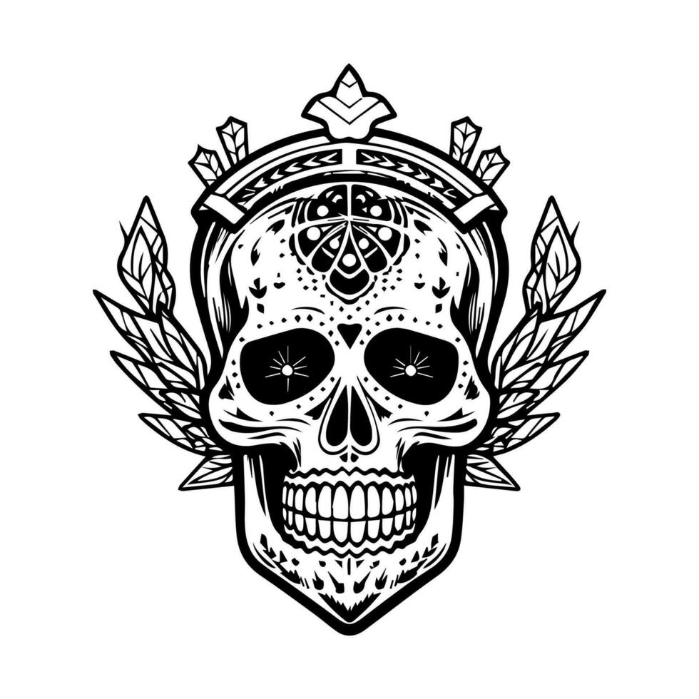 detta eleganta mexikansk skalle emblem logotyp illustration är bra för en tequila varumärke eller mexikanskt tema restaurang vektor