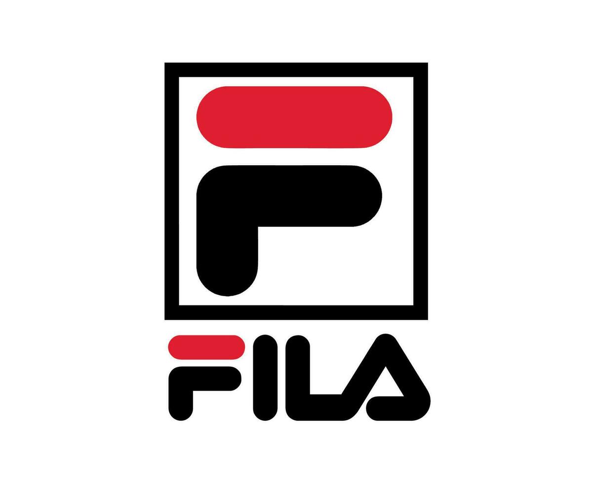 Fila Marke Logo Kleider Symbol mit Name schwarz und rot Design Mode Vektor Illustration