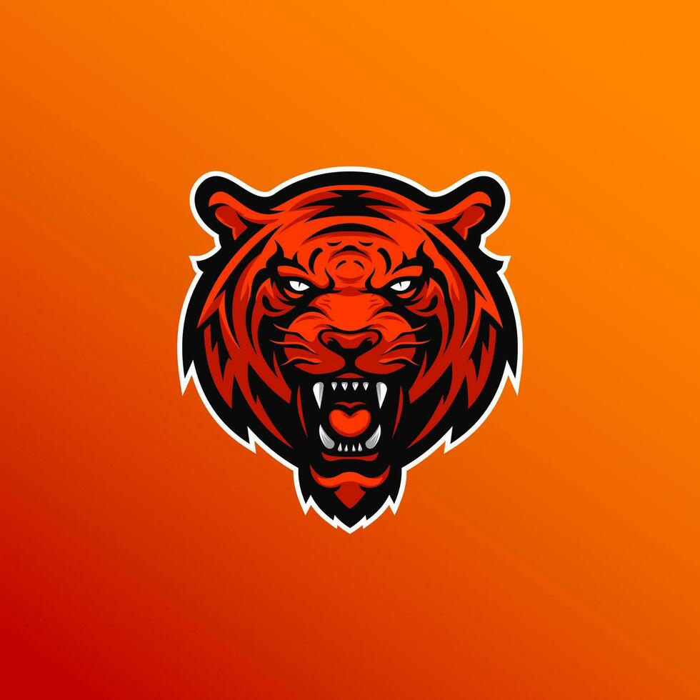 tiger huvud esport maskot logotyp för spel, baseboll, fotboll team. silhuett av tiger huvud vektor illustration.