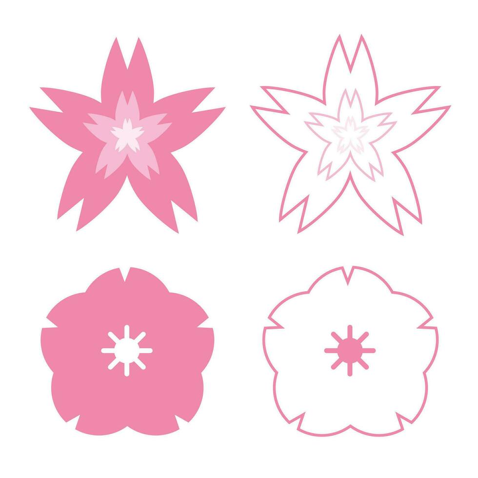 uppsättning av körsbär blomma japansk blomma. vektor illustration isolerat på vit bg