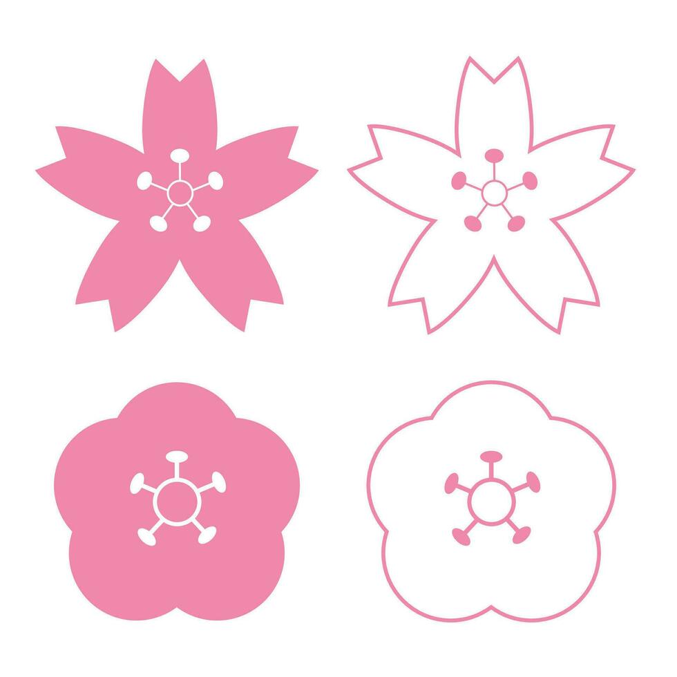 uppsättning av körsbär blomma japansk blomma. vektor illustration isolerat på vit bg