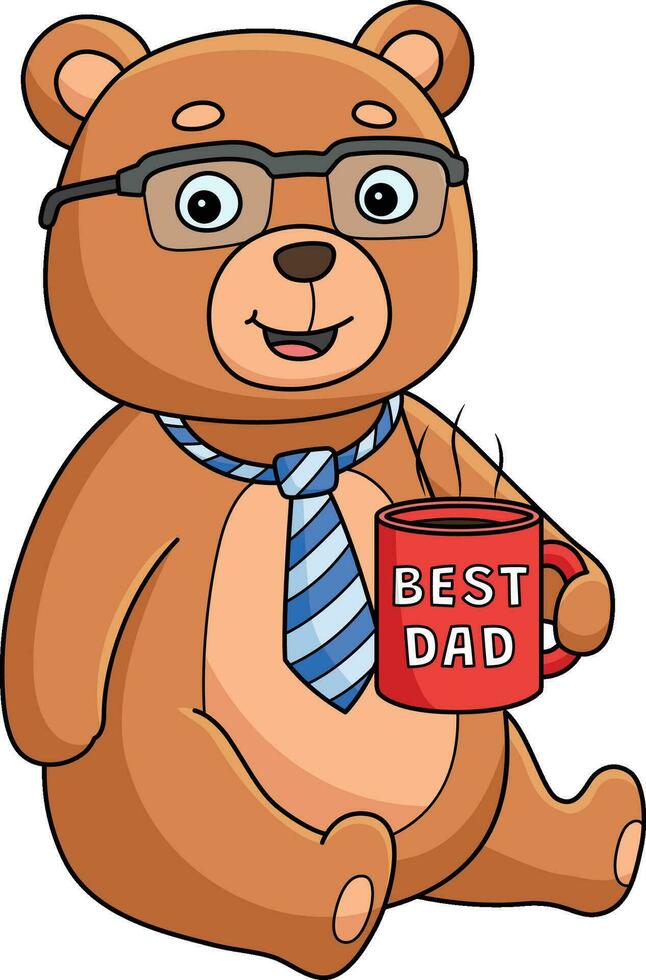 Väter Tag Teddy Bär Beste Papa Karikatur Clip Art vektor