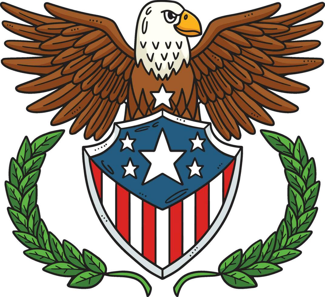 amerikanisch Flagge und Adler Abzeichen Karikatur Clip Art vektor