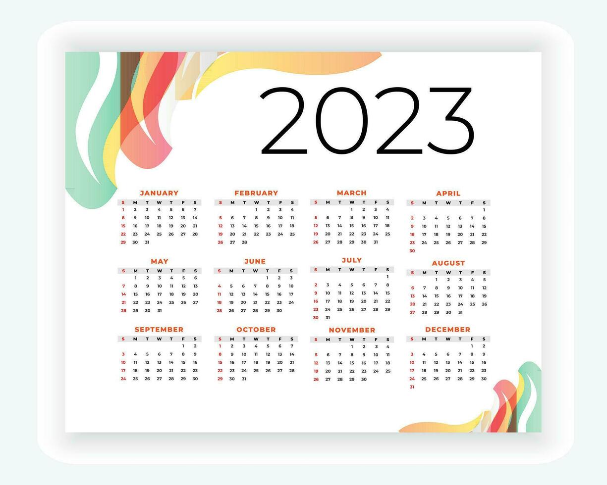 Vektor modern Stil Neu Jahr 2023 Kalender Vorlage