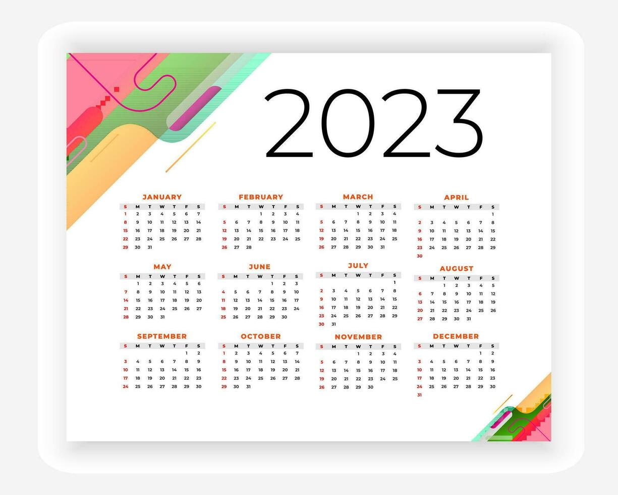 Vektor modern Stil Neu Jahr 2023 Kalender Vorlage