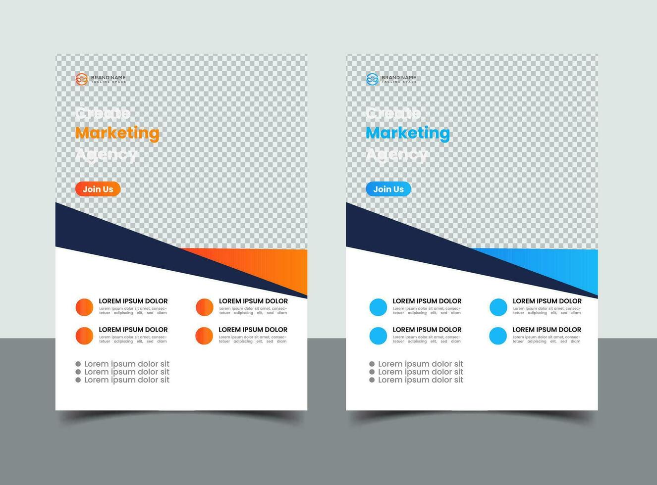 orange och blå företag flygblad mall vektor