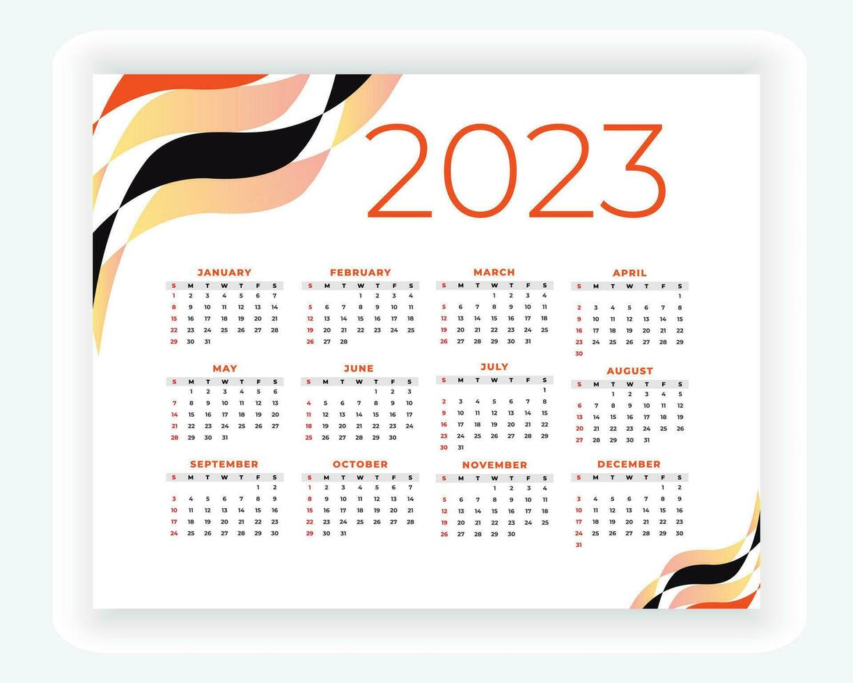 vektor modern stil ny år 2023 kalender mall