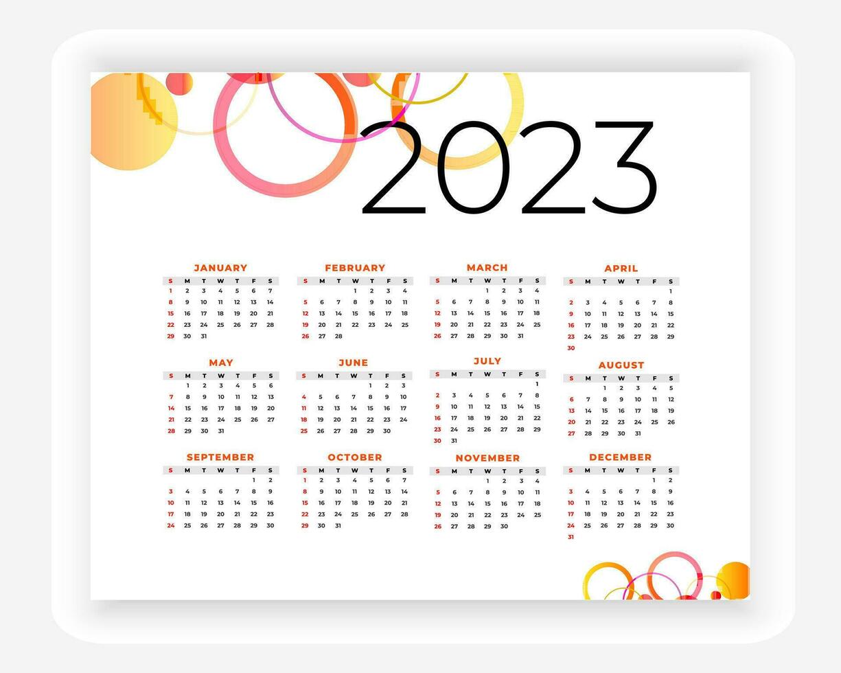 Vektor modern Stil Neu Jahr 2023 Kalender Vorlage