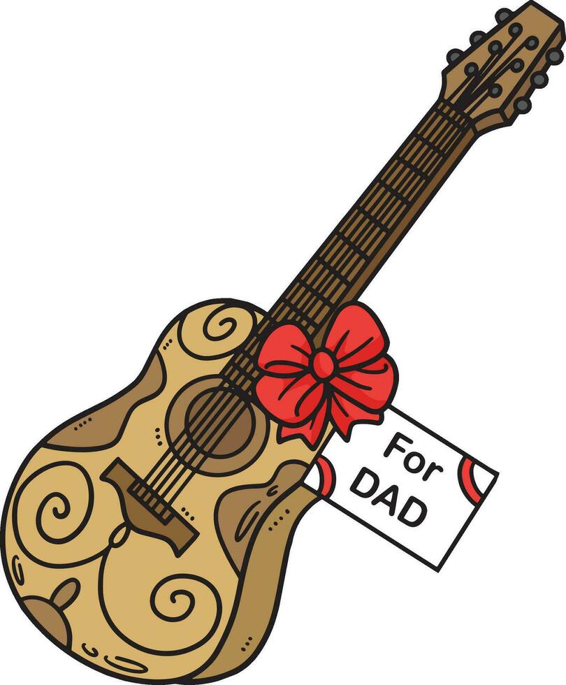 Väter Tag Geschenk Gitarre Karikatur farbig Clip Art vektor