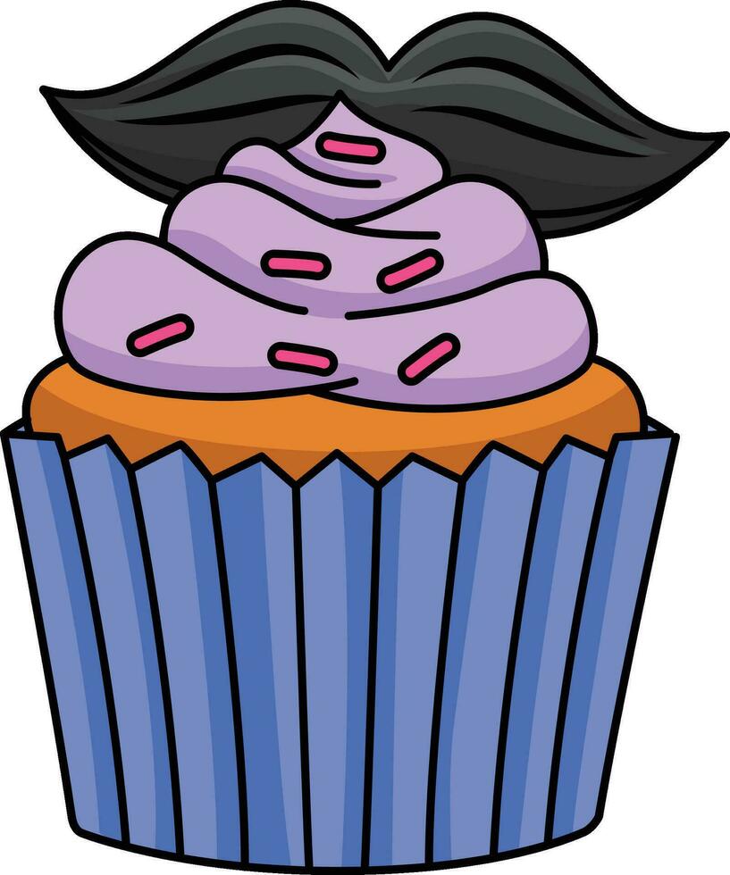 Cupcake mit ein Schnurrbart Karikatur farbig Clip Art vektor