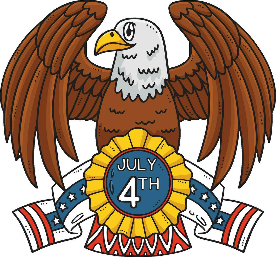 amerikanisch Adler mit Band Karikatur farbig Clip Art vektor