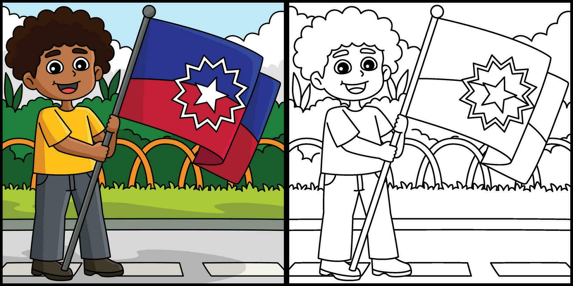 afro pojke innehav juni flagga illustration vektor