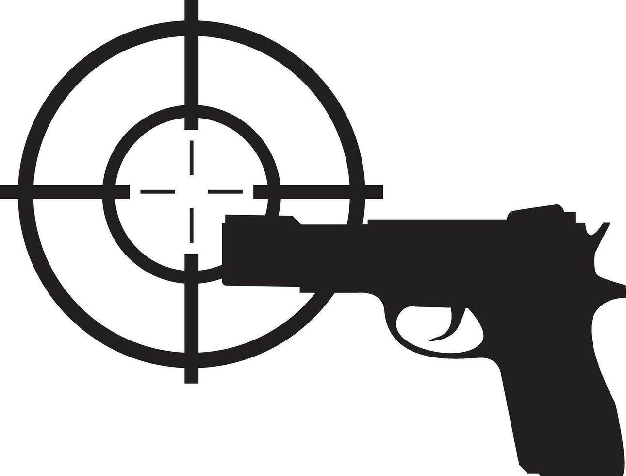 Vektor minimalistisch eben Logo Gewehr Schuss isoliert auf Weiß Hintergrund