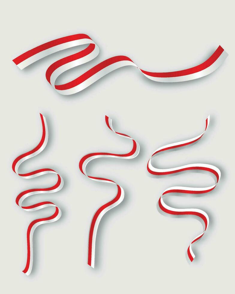 vektor illustration uppsättning av röd och vit flagga band