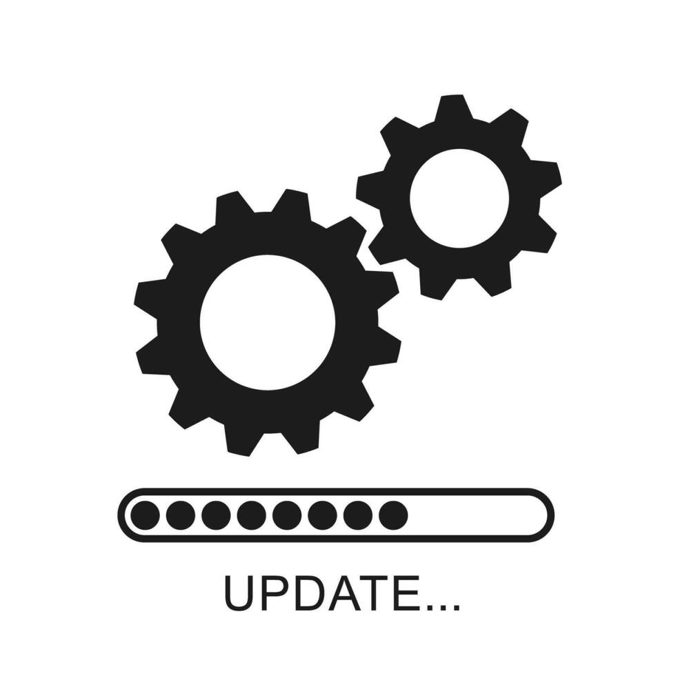 uppdatering ikon med växlar. läser in eller uppdatering filer, montera eller uppdatering ny programvara etc. modern platt design vektor