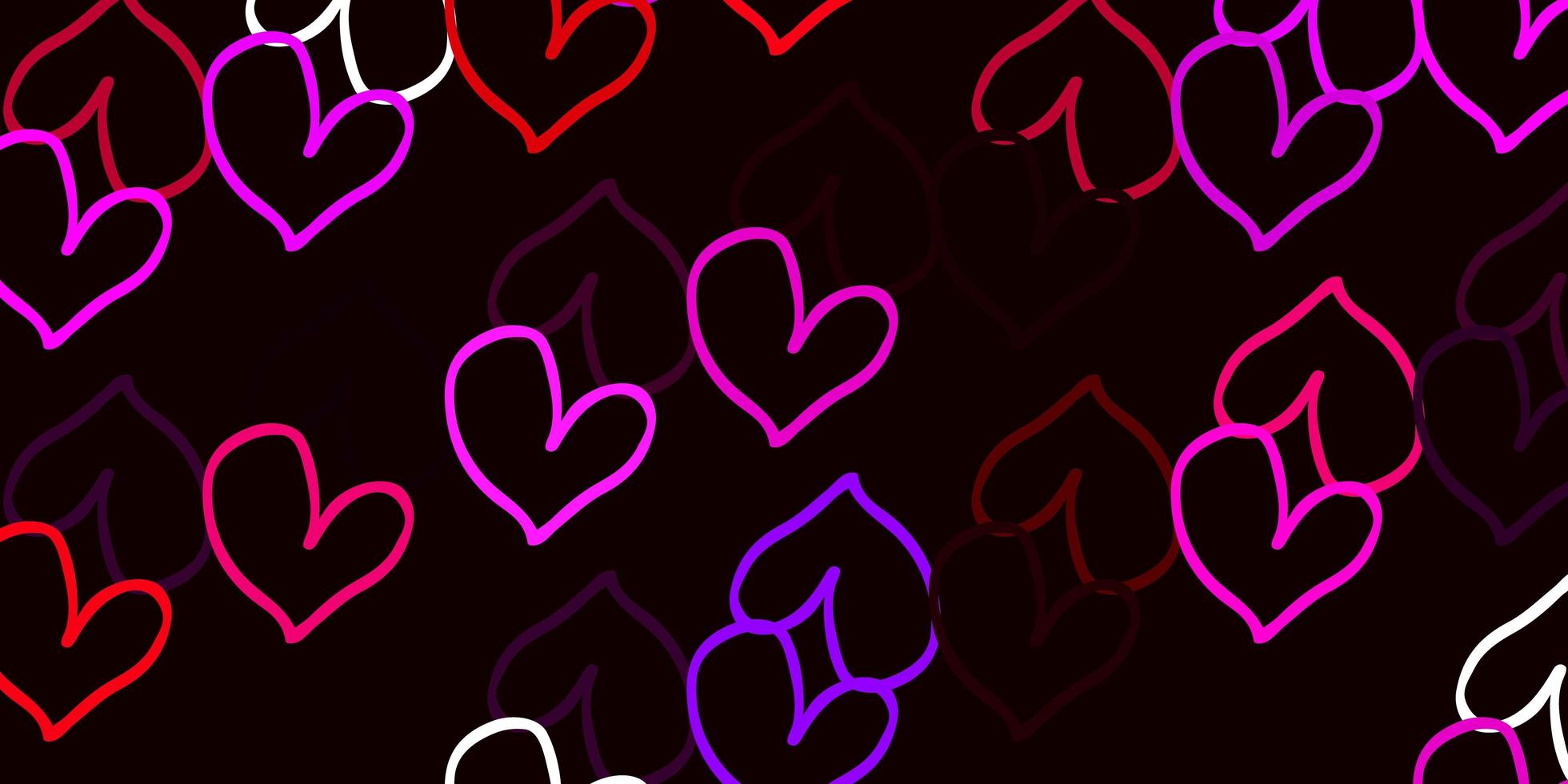hellviolettes rosa Vektormuster mit bunten Herzen vektor