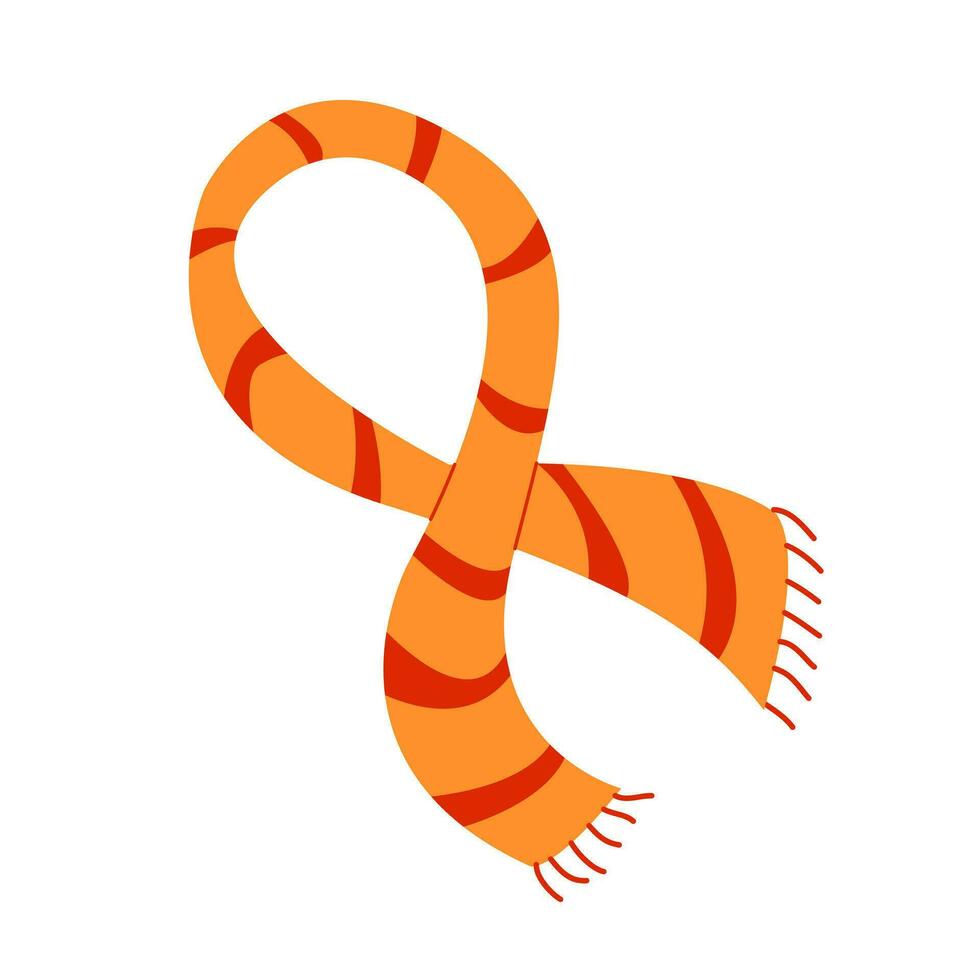 Orange gestrickt Schal isoliert auf Weiß Hintergrund. Herbst Schal vektor