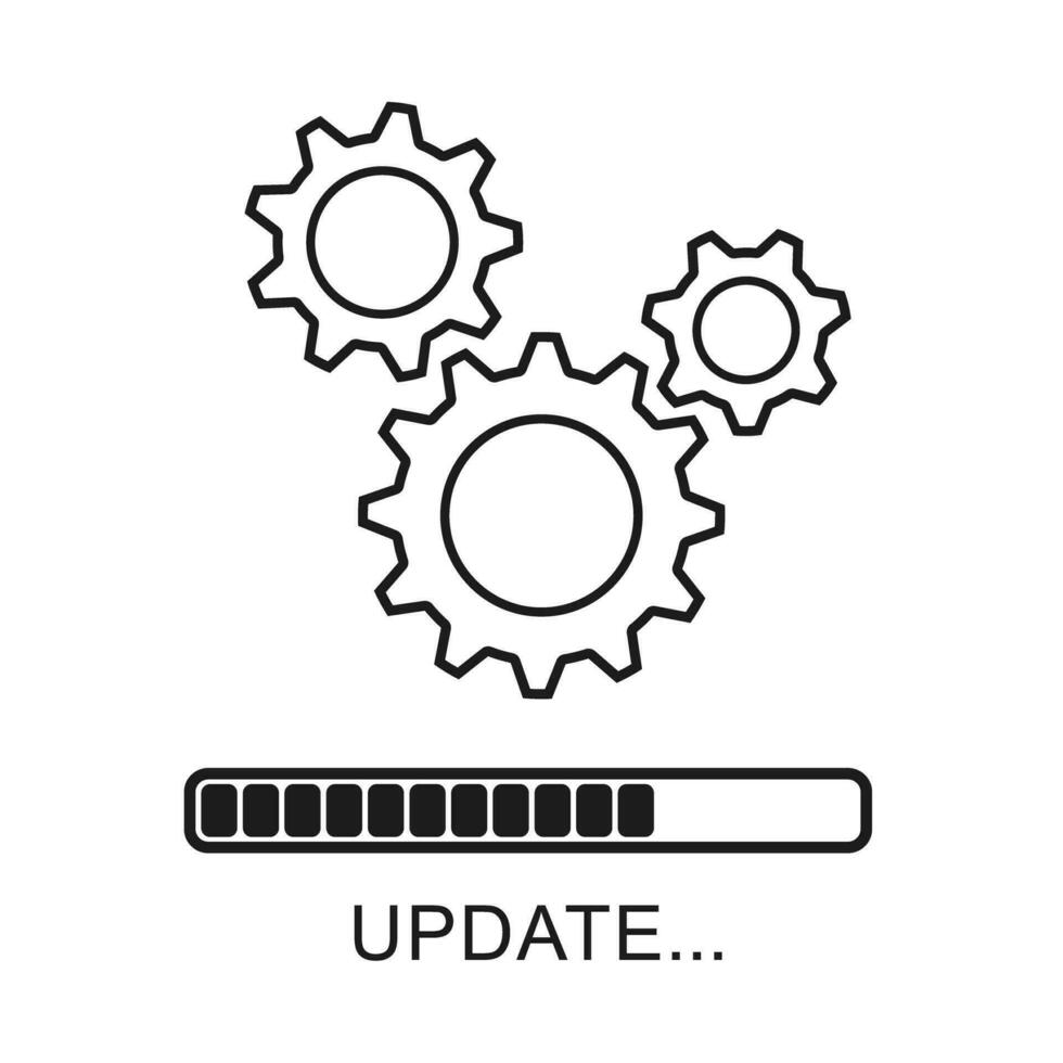 aktualisieren Symbol mit Getriebe. Wird geladen oder Aktualisierung Dateien, Installation oder Aktualisierung Neu Software usw. modern eben Design vektor