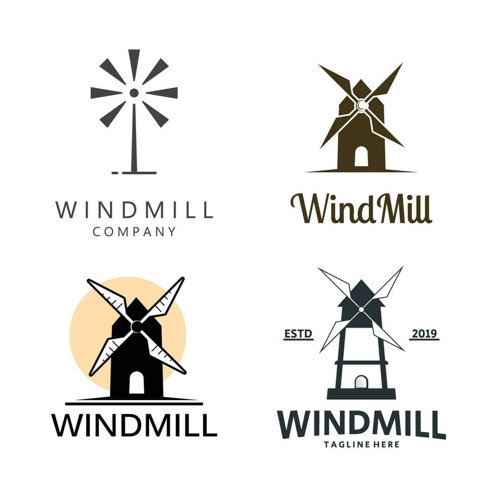 Windmühle Logo Vorlage vektor