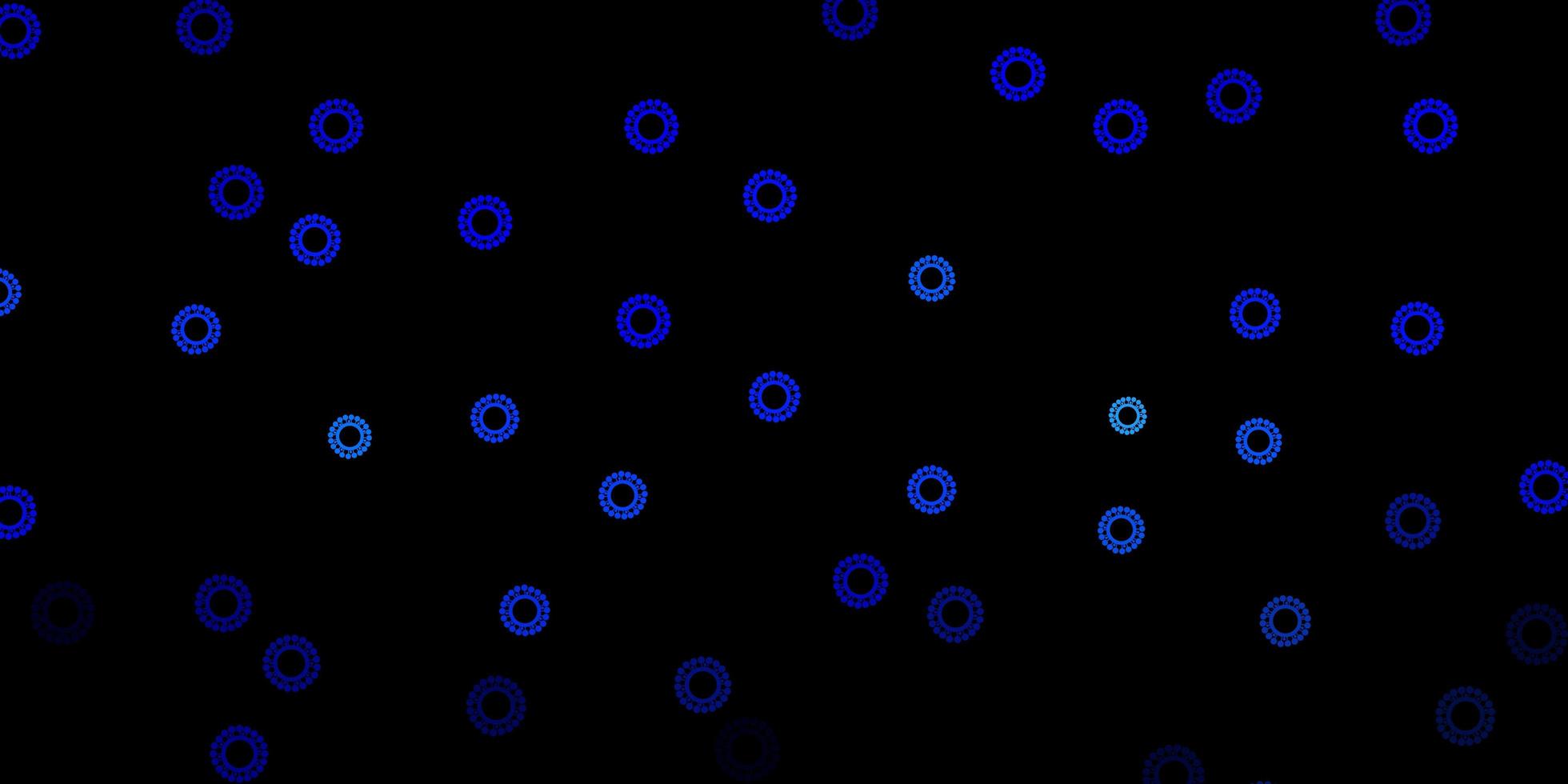 mörkblå vektormönster med coronaviruselement vektor