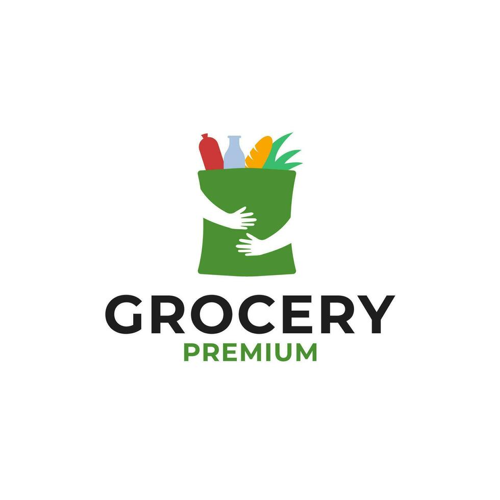 kreativ Lebensmittelgeschäft Geschäft Logo mit ein Geschäft Korb Design Konzept Vektor Illustration Symbol Symbol