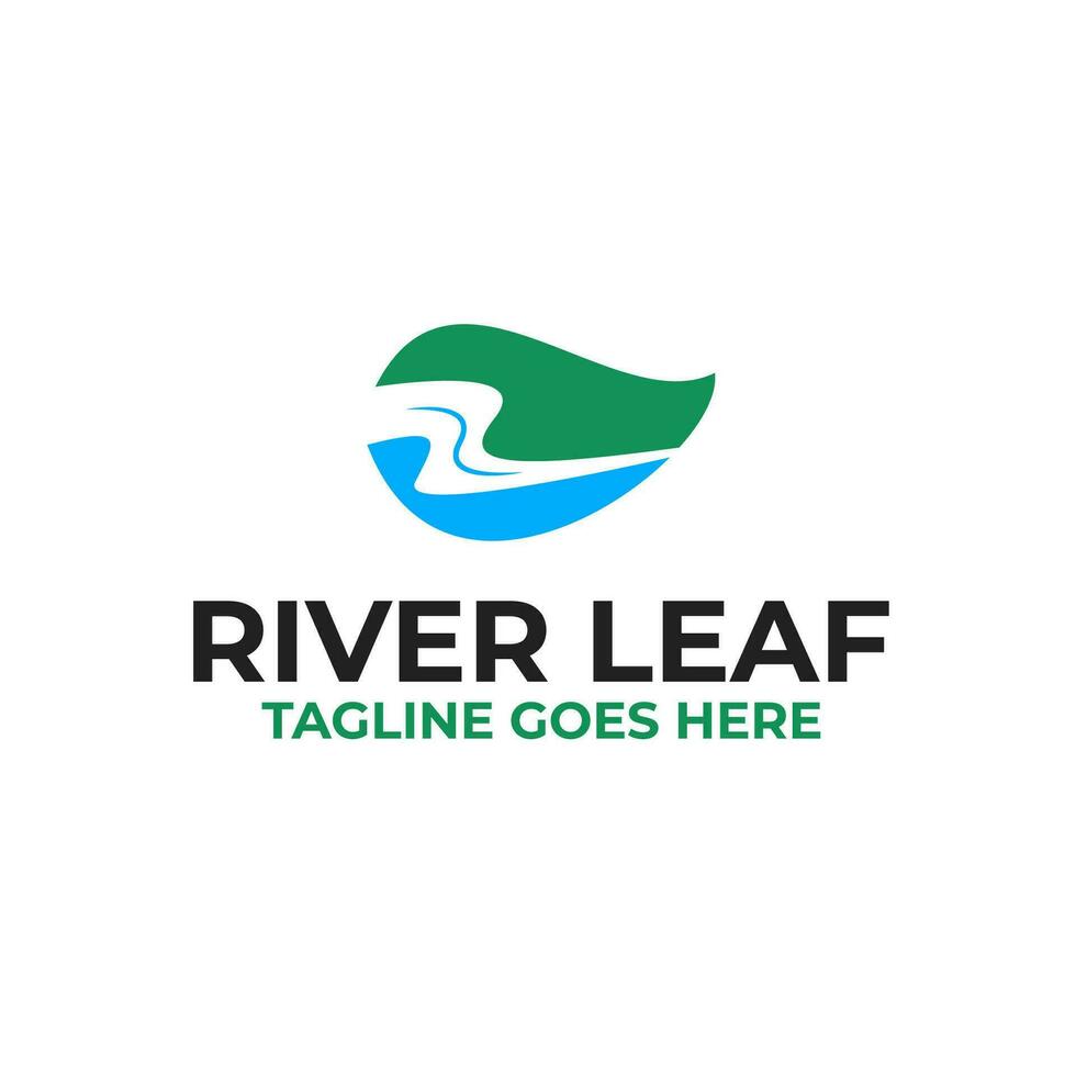 Blatt mit Fluss Logo Design Konzept Vektor Illustration Symbol Symbol